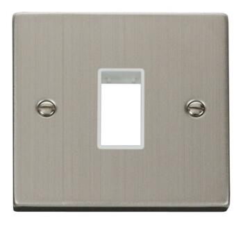 Stainless Steel Empty Grid Switch Plate - 1 module with white interior