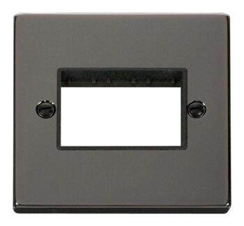 Black Nickel Empty Grid Switch Plate - 3 module with black interior