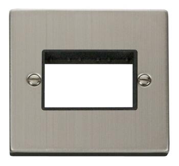 Stainless Steel Empty Grid Switch Plate - 3 module with black interior