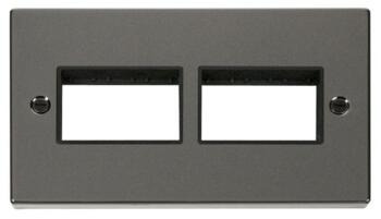 Black Nickel Empty Grid Switch Plate - 3+3 module with black interior