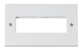 Polar White Empty Grid Switch plate - 6 module with white interior