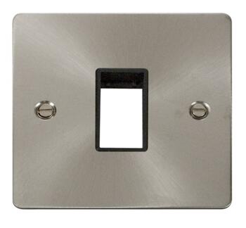 1 Gang Mini Grid Flat Plate - Single Aperture - Brushed Stainless Steel with Black Interior