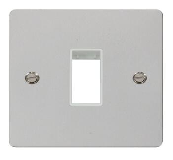 1 Gang Mini Grid Flat Plate - Single Aperture - Polished Chrome with White Interior