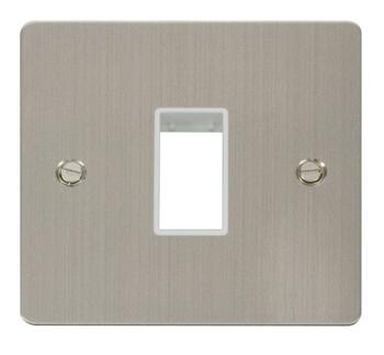 1 Gang Mini Grid Flat Plate - Single Aperture - Stainless Steel with White Interior