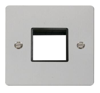 1 Gang Mini Grid Flat Plate - Twin Switch Aperture - Polished Chrome with Black Interior
