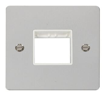 1 Gang Mini Grid Flat Plate - Twin Switch Aperture - Polished Chrome with White Interior