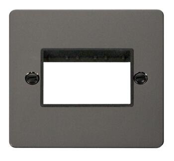 1 Gang Mini Grid Flat Plate - Triple Aperture - Black Nickel with Black Interior
