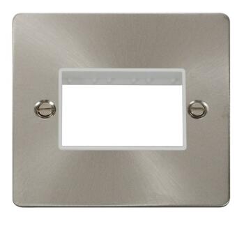 1 Gang Mini Grid Flat Plate - Triple Aperture - Brushed Stainless Steel with White Interior