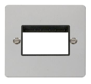 1 Gang Mini Grid Flat Plate - Triple Aperture - Polished Chrome with Black Interior