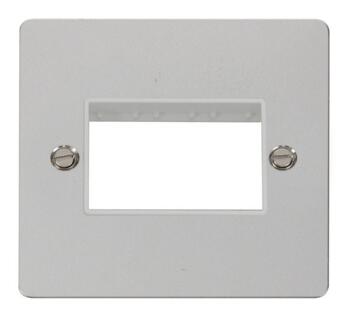1 Gang Mini Grid Flat Plate - Triple Aperture - Polished Chrome with White Interior