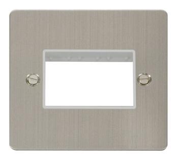 1 Gang Mini Grid Flat Plate - Triple Aperture - Stainless Steel with White Interior