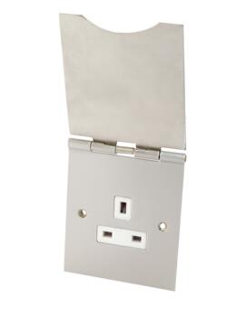 Satin Chrome 13A Floor Socket Outlet - 1 Gang Unswitched