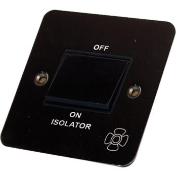 Flat Plate Black Nickel Fan Isolator Switch 3 Pole - With Black Interior