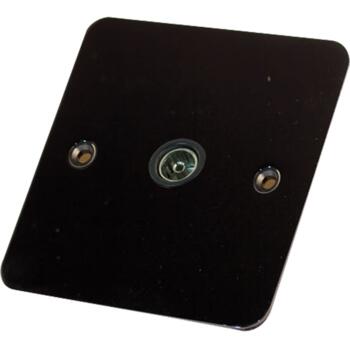 Flat Plate Black Nickel TV / Satellite Socket Out - Single TV Socket