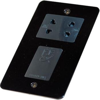 Flat Plate Black Nickel Shaver Socket - Dual Voltage Shaver Socket