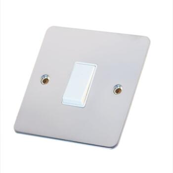 Flat Plate Polished Chrome 10 Amp Switches - Single Light Switch - 1 Gang 2 Way