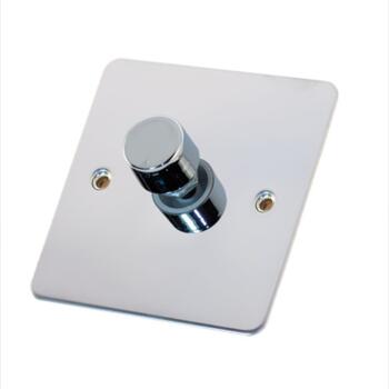 Flat Plate Polished Chrome Dimmer Switches - Single Dimmer Switch - 1 Gang 2 Way 400W