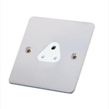 Flat Plate Polished Chrome Round Pin Socket - 2A 3 Pin Socket