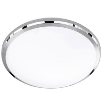 Chrome/White Plastic Round Ceiling Lights - LED Flush - 31cm