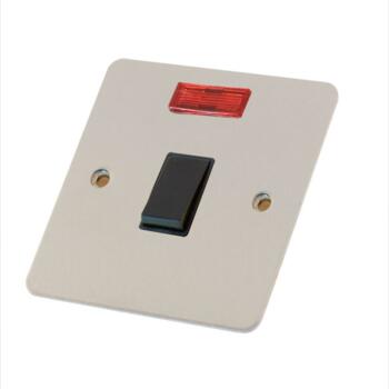 Flat Plate Satin Chrome & Black Inserts 1M - 20A DP Switch With Neon