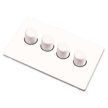 Screwless White **EMPTY** LED Dimmer Switch Plate - 4 Gang EMPTY