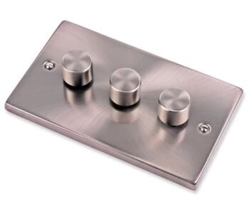Satin Chrome Empty Dimmer Switch - 3 Gang Triple