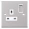 Slimline 13A Single Switched Socket - Satin Chrome - With White Interior