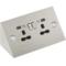 13A 2G DP Mounting socket - stainless steel with grey insert - Stainless Steel
