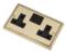 Georgian Brass Double Socket -2 Gang Twin Switched - With Black Interior