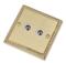 Georgian Brass Double TV Socket -Twin Co-ax Outlet - With White Interior
