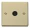 Polished Brass TV Socket - Single Co-ax Outlet - With Black Interior