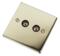 Polished Brass Double TV Socket - Twin Co-ax Out - With Black Interior