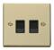 Polished Brass Double RJ45 Data Socket Outlet  - With Black Interior