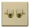 Polished Brass Dimmer Switch - Double 2 Gang Twin - 400W Tungsten/Halogen