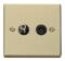 Polished Brass Satellite & TV Socket - Co-ax Out - With Black Interior