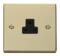 Polished Brass Single Round Pin Socket - 2A 1 Gang - With Black Interior