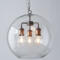 Aged Pewter 3 Light E27 Pendant with Large Glass Shade - 3 Light pendant