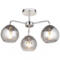 Polished Chrome 3 Light Semi Flush Ceiling Fitting With Dimpled Glass Shades - 3 Light Fitting