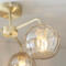 Satin Brass 3 Light Semi Flush Ceiling Fitting With Dimpled Glass Shades - 3 Light Fitting