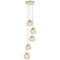 Satin Brass 5 Light Adjustable Height Ceiling Pendant Fitting With Dimpled Glass Shades - 3 Light Fitting