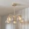 Satin Brass 5 Light Adjustable Height Ceiling Fitting With Dimpled Glass Shades - 5 Light Fitting