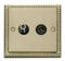 Georgian Brass Satellite & TV Socket -Co-ax Outlet - With Black Interior