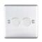 Satin Stainless Steel Dimmer Switch 400w/LED - 2 Gang 2 Way Double	
