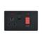 4.5mm Screwless Matt Black 45A DP Cooker Switch & 13A Socket With Neon - Cooker Switch & Socket