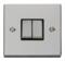 Polished Chrome Light Switch - Double 2 Gang Twin - With Black Interior