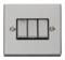 Polished Chrome Light Switch - Triple 3 Gang 2 Way - With Black Interior