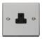 Polished Chrome Single Round Pin Socket 2A 1 Gang - With Black Interior